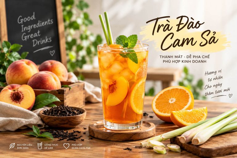 Công thức Trà Đào Cam Sả hot trend 2024